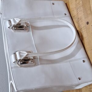 Wilsons Leather White Tote Bag Laptop Size As Is Satchel Executive Handbag